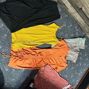 Yellow and Orange Dresses with Black Skirt